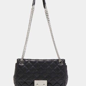 Michael Kors Black Sloan Leather Quilted Chain Shoulder Bag